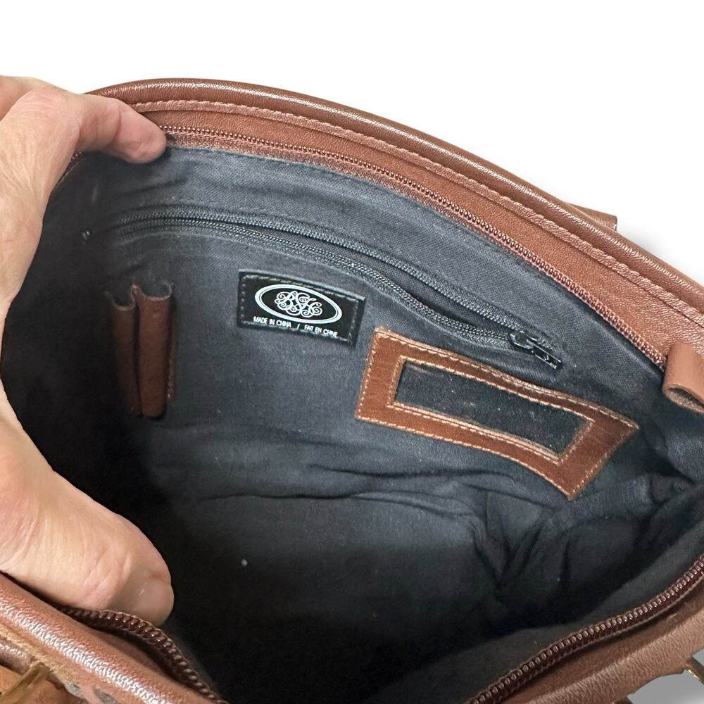 Elegant Patchwork Suede Tote - Brown - image 9